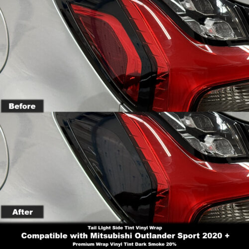 Crux Moto Tail Light Side Tint Vinyl Overlay – Dark Smoke 20% | Precision Fit for Mitsubishi Outlander Sport 2020 +
