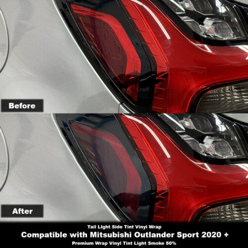 Crux Moto Tail Light Side Tint Vinyl Overlay – Light Smoke 50% | Precision Fit for Mitsubishi Outlander Sport 2020 +