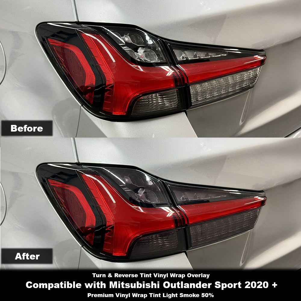 Crux Moto Rear Tail Light Tint Vinyl Overlay – Light Smoke 50% | Precision Fit for Mitsubishi Outlander Sport 2020 +