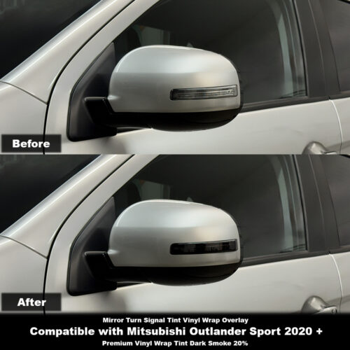 Crux Moto Mirror Turn Signal Tint Vinyl Overlay – Dark Smoke 20% | Precision Fit for Mitsubishi Outlander Sport 2020 +