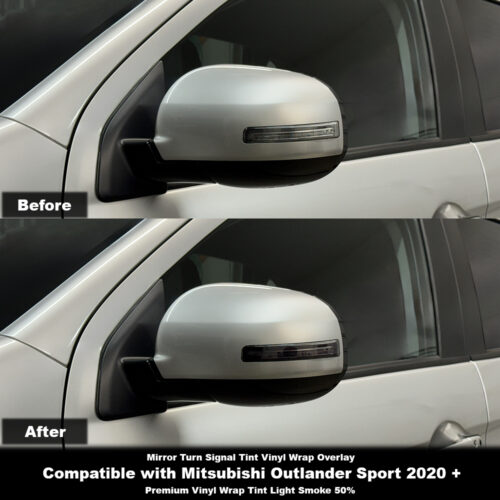 Crux Moto Mirror Turn Signal Tint Vinyl Overlay – Light Smoke 50% | Precision Fit for Mitsubishi Outlander Sport 2020 +