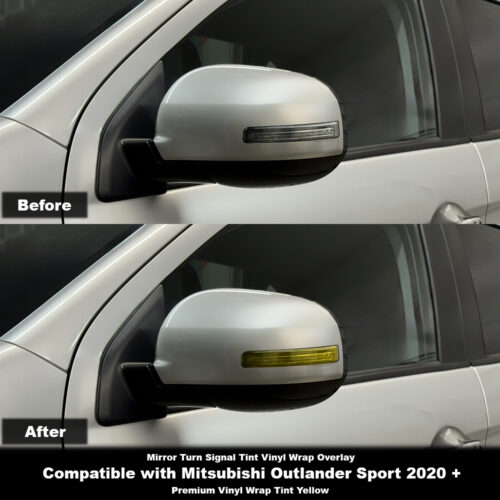 Crux Moto Mirror Turn Signal Tint Vinyl Overlay – Yellow | Precision Fit for Mitsubishi Outlander Sport 2020 +