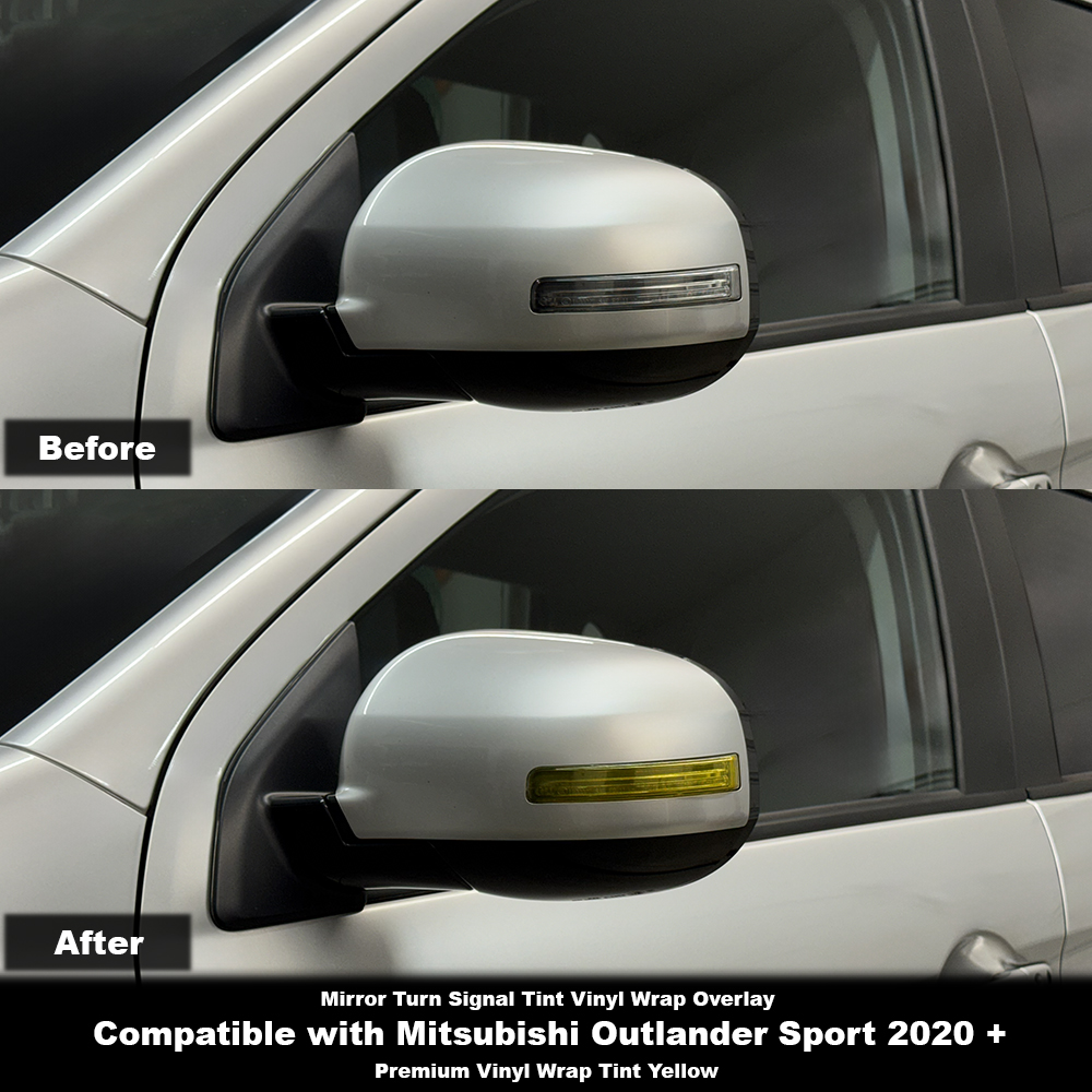 Crux Moto Mirror Turn Signal Tint Vinyl Overlay – Yellow | Precision Fit for Mitsubishi Outlander Sport 2020 +