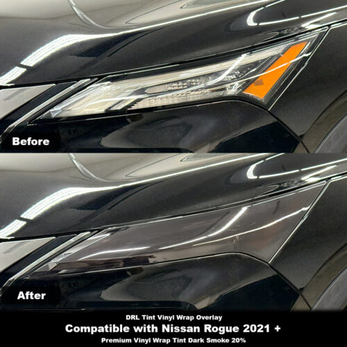 Crux Moto DRL Tint Vinyl Overlay – Dark Smoke 20% | Precision Fit for Nissan Rogue 2021 +