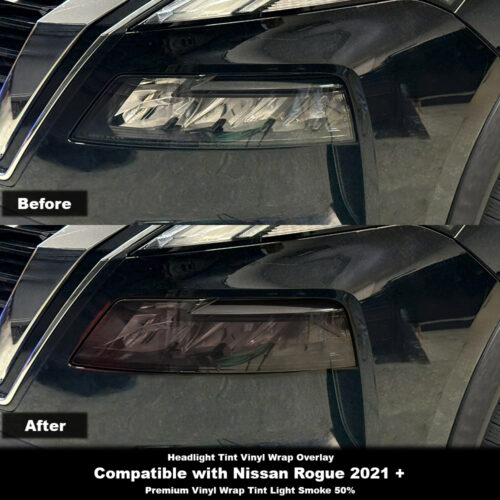 Crux Moto Headlight Tint Vinyl Overlay – Light Smoke 50% | Precision Fit for Nissan Rouge 2021 +