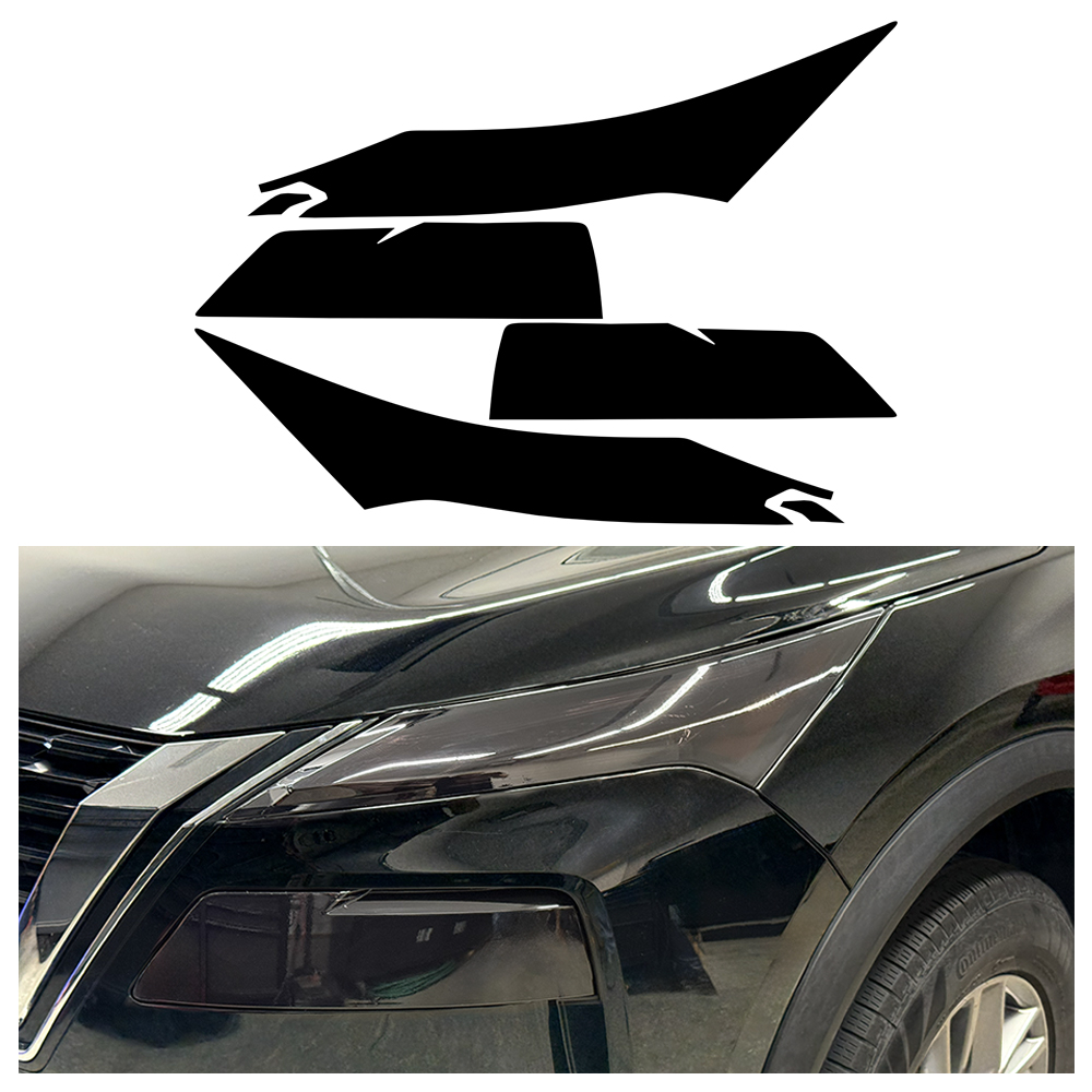 Crux Moto Headlight & DRL Tint Vinyl Overlay – Dark Smoke 20% | Precision Fit for Nissan Rogue 2021 + - Image 4