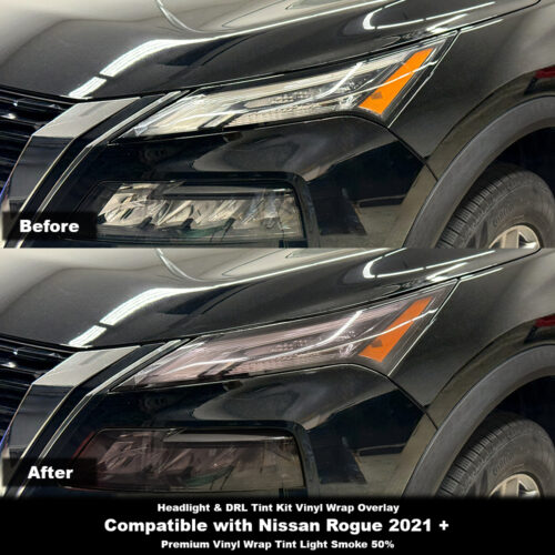 Crux Moto DRL Tint Vinyl Overlay – Light Smoke 50% | Precision Fit for Nissan Rogue 2021 +