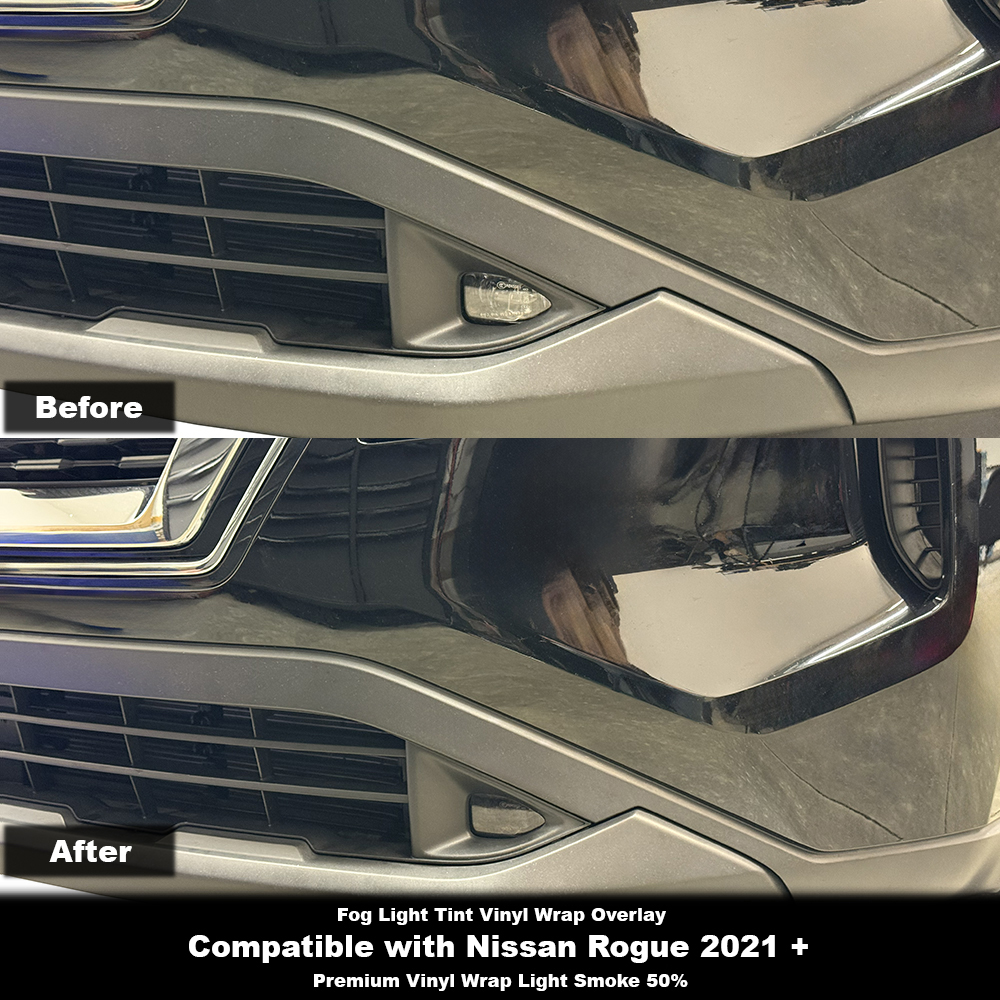 Crux Moto Fog Light Tint Vinyl Overlay – Light Smoke 50% | Precision Fit for Nissan Rogue 2021 +