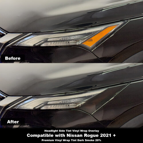 Crux Moto Headlight Side Tint Vinyl Overlay – Dark Smoke 20% | Precision Fit for Nissan Rogue 2021 +