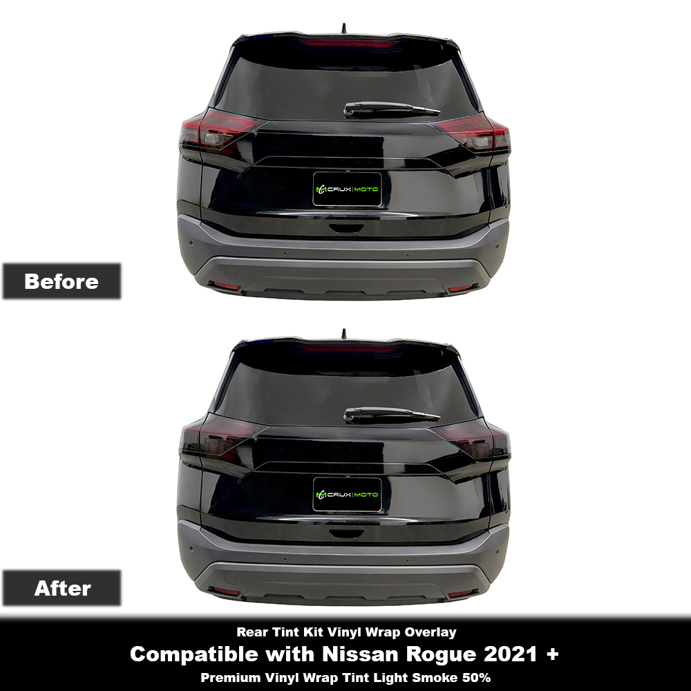 Crux Moto Rear Tint Kit Vinyl Overlays – Light Smoke 50% | Precision Fit for Nissan Rogue 2021 +