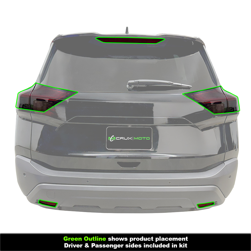 Crux Moto Rear Tint Kit Vinyl Overlays – Light Smoke 50% | Precision Fit for Nissan Rogue 2021 +