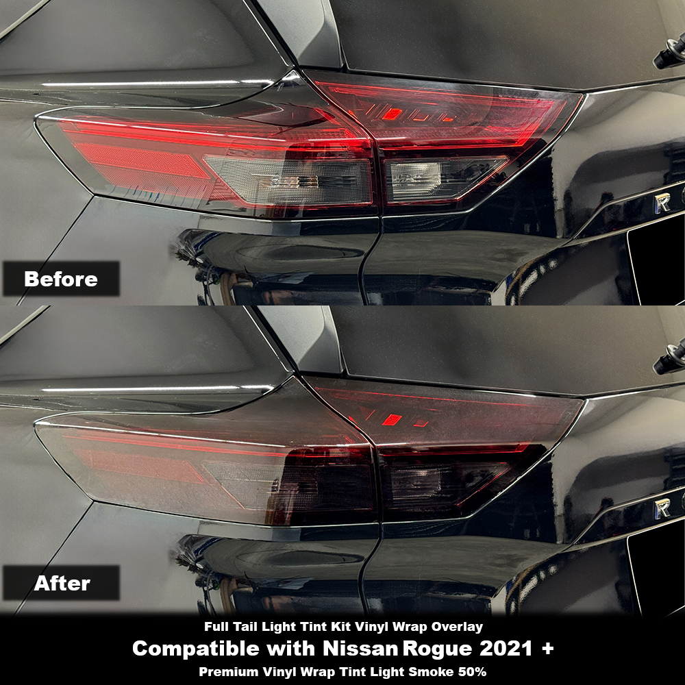 Crux Moto Tail Light Full Tint Vinyl Overlay – Light Smoke 50% | Precision Fit for Nissan Rogue 2021 +