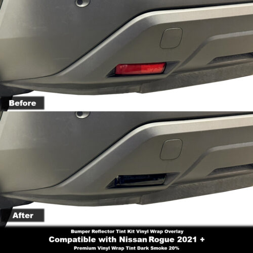 Crux Moto Bumper Reflector Tint Kit Vinyl Overlay – Dark Smoke 20% | Precision Fit for Nissan Rogue 2021 +