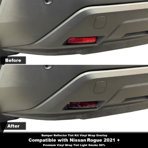 Crux Moto Bumper Reflector Tint Kit Vinyl Overlay – Light Smoke 50% | Precision Fit for Nissan Rogue 2021 +
